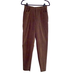 90s Vintage Geoffrey Beene Brown Sport Faux Brushed Suede Straight Leg Pants 8